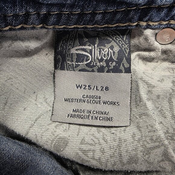 Silver Jeans Co Sam Boyfriend Jeans Womens 25 Distressed Sequin Pockets 28 - Picture 6 of 12